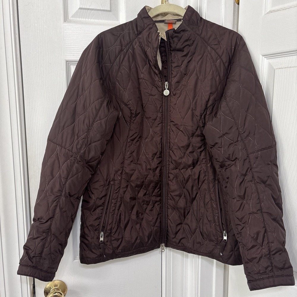 VTG Nike Womens Quilted Puffer Jacket Onion Stitch XL Brown Y2K 90s Full Zip